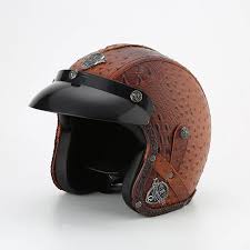 VOSS Leather Helmet Open Face 3/4 ABS